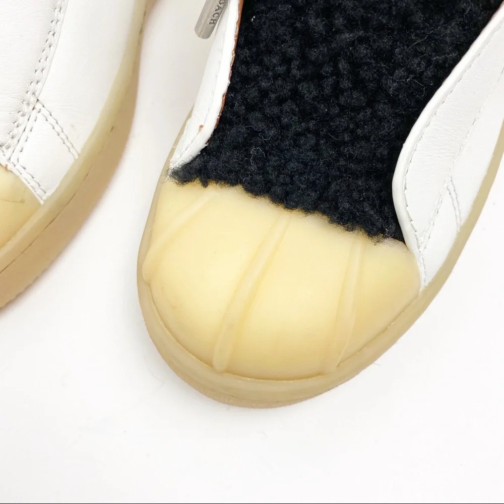 COACH Leather Colorblock High-Top Platform Wedge Shearling Boot Sneakers Size 6